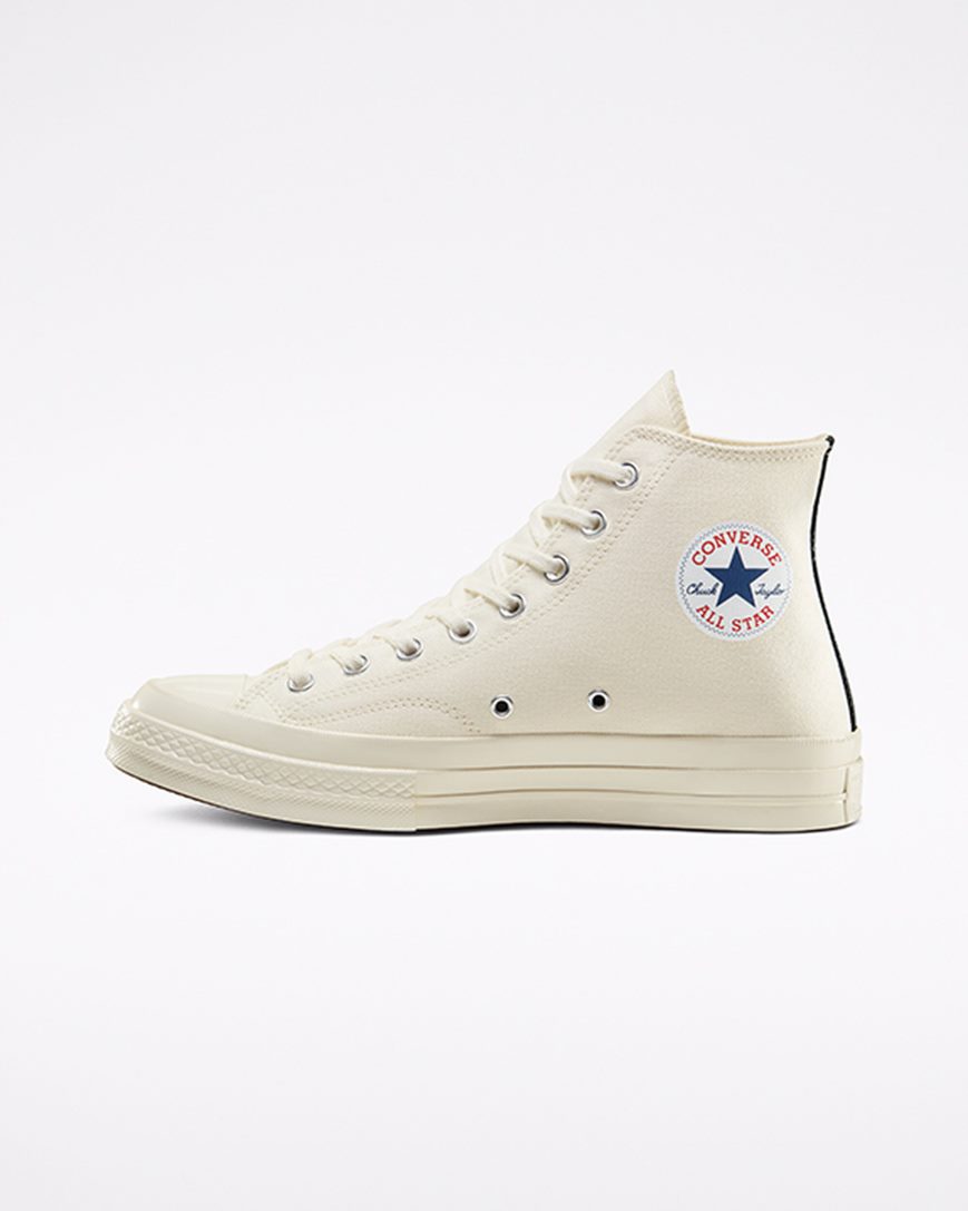 Women's Converse x Comme des Garçons PLAY Chuck 70 High Top Shoes White / Red | AU 06E39N